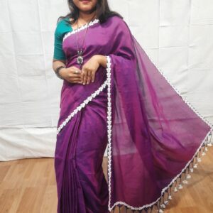 Handloom body plain khadi saree