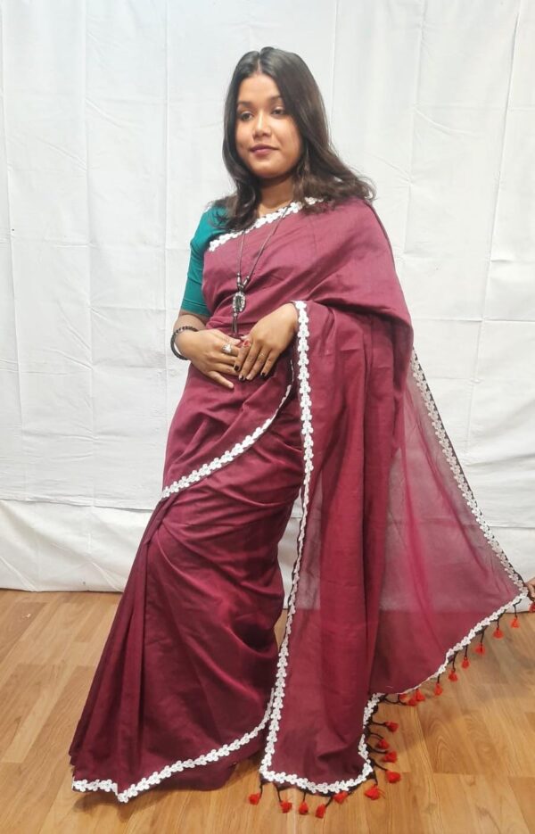 Handloom body plain khadi saree
