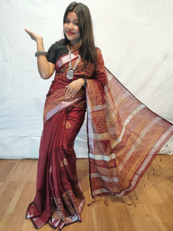 Handloom cotton printed saree
