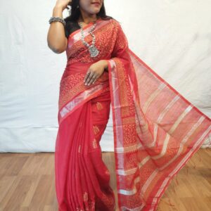 Handloom cotton printed saree