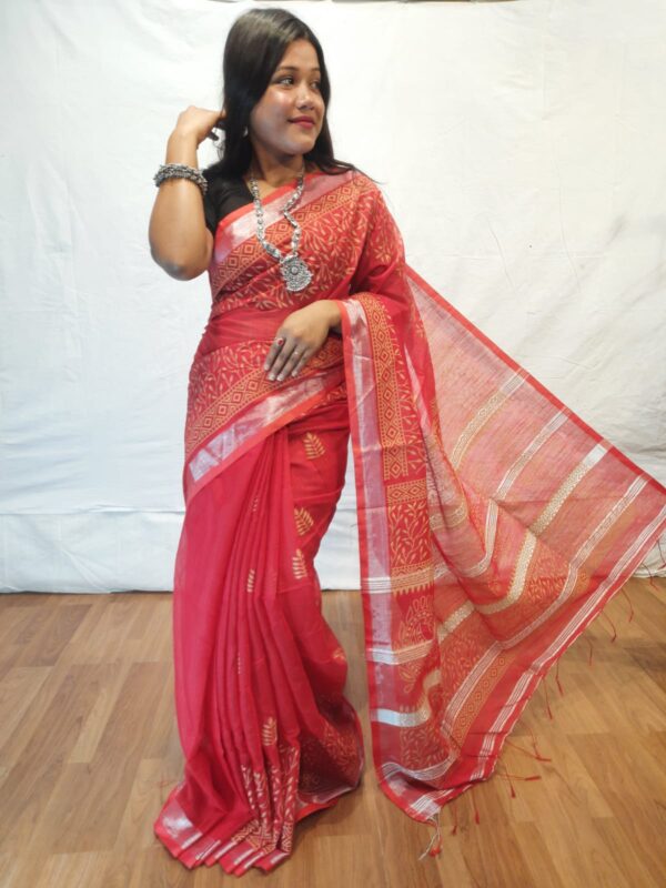Handloom cotton printed saree