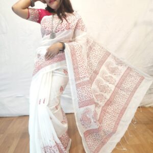 Handloom cotton printed saree