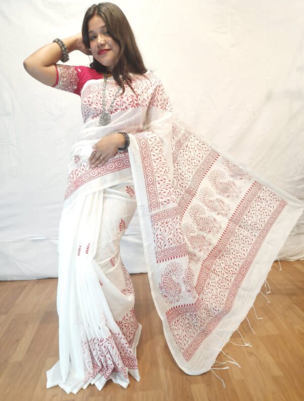Handloom cotton printed saree