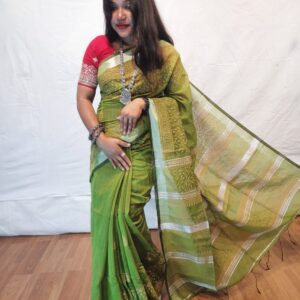 Handloom khadi cotton with hand printed design