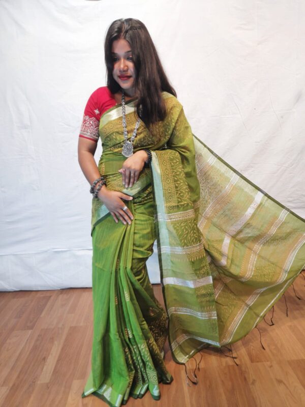 Handloom khadi cotton with hand printed design