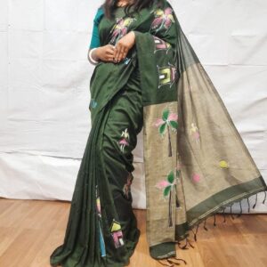 Handloom khadi cotton with hand printed design