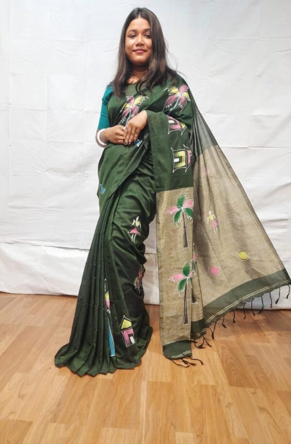 Handloom khadi cotton with hand printed design