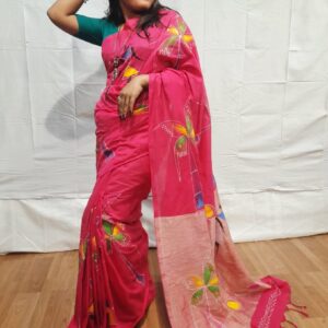 Handloom khadi cotton with hand printed design