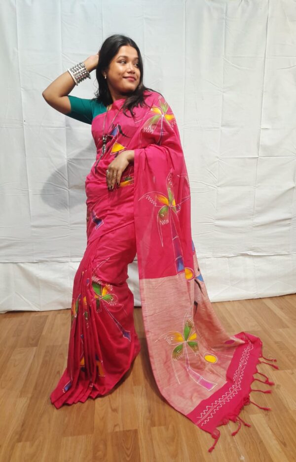 Handloom khadi cotton with hand printed design
