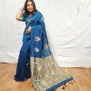 Handloom khadi cotton with hand printed design