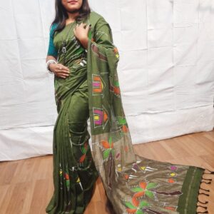 Handloom khadi cotton with hand printed design