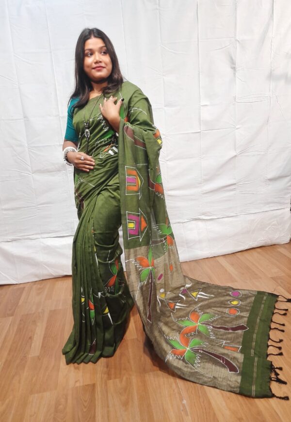 Handloom khadi cotton with hand printed design