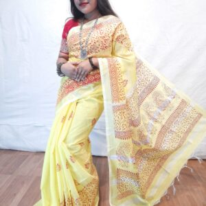 Handloom khadi cotton with hand printed design
