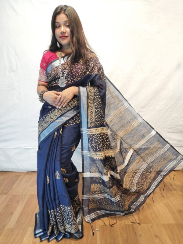 Handloom khadi cotton with hand printed design