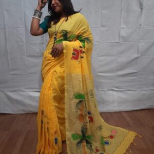 Handloom khadi cotton with hand printed design