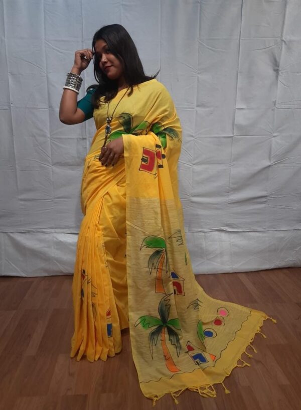Handloom khadi cotton with hand printed design