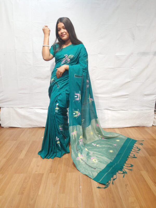 Handloom khadi cotton with hand printed design