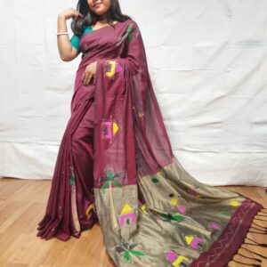 Handloom khadi cotton with hand printed design