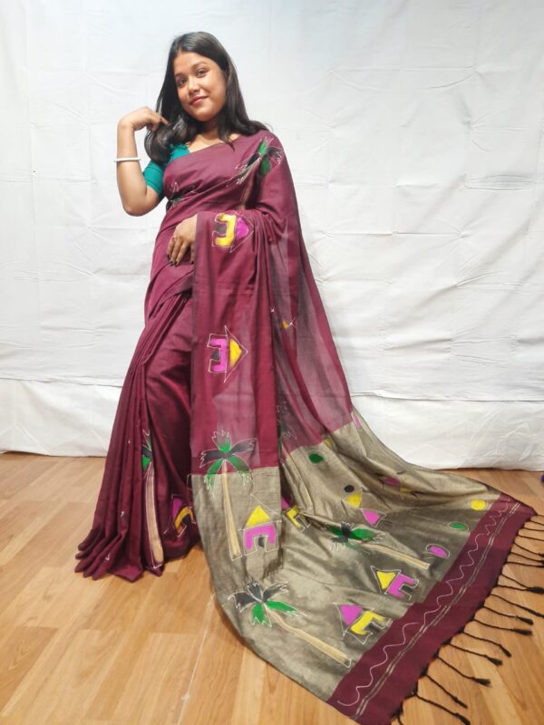 Handloom khadi cotton with hand printed design