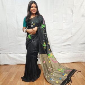 Handloom khadi cotton with hand printed design
