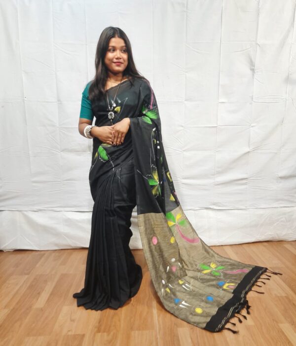 Handloom khadi cotton with hand printed design