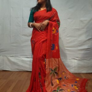 Handloom khadi cotton with hand printed design