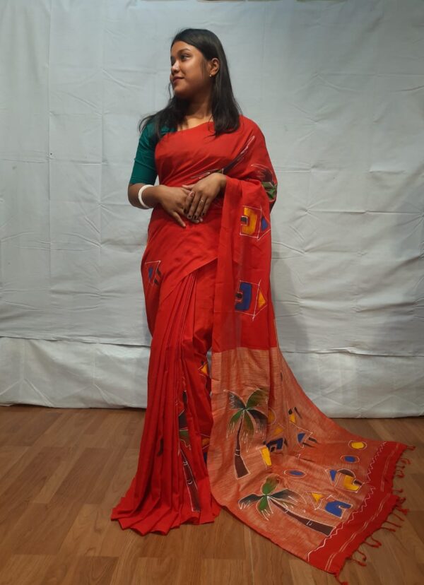 Handloom khadi cotton with hand printed design
