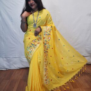 Handloom khadi saree with embroidery work