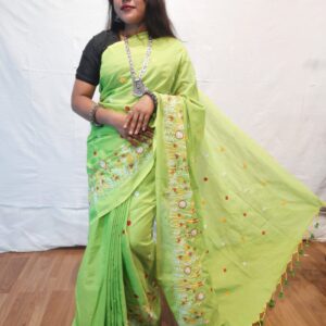 Handloom khadi saree with embroidery work