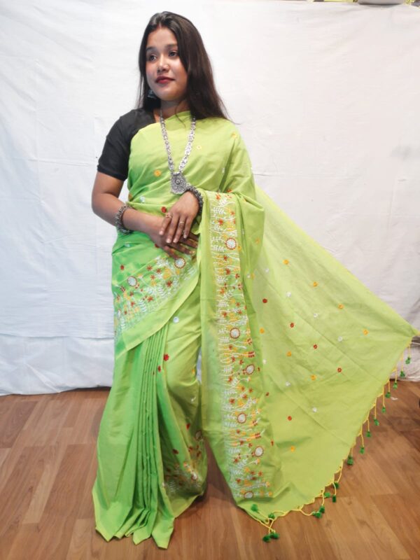 Handloom khadi saree with embroidery work