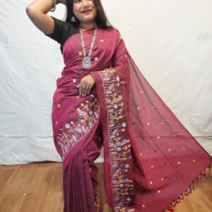 Handloom khadi saree with embroidery work